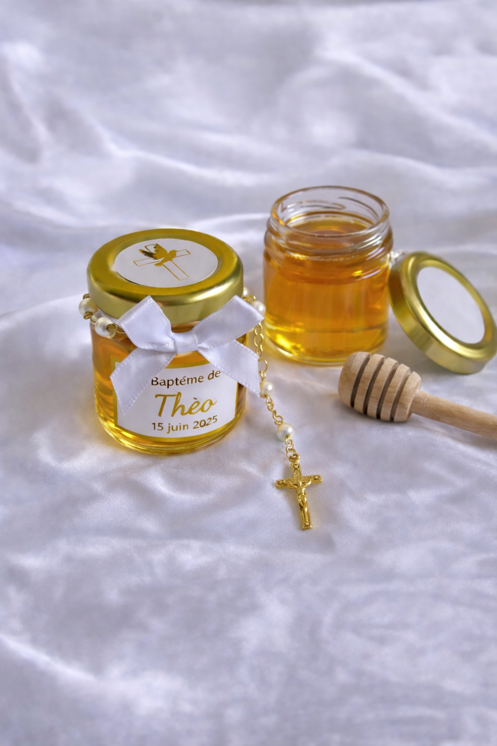 Pot de miel baptême personnalisé – cadeaux invités 42 ml
