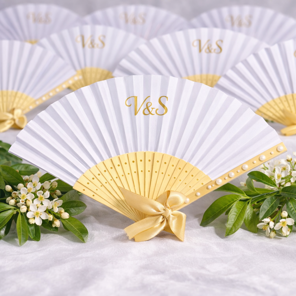 Éventail personnalisé initiales – cadeaux invités élégant