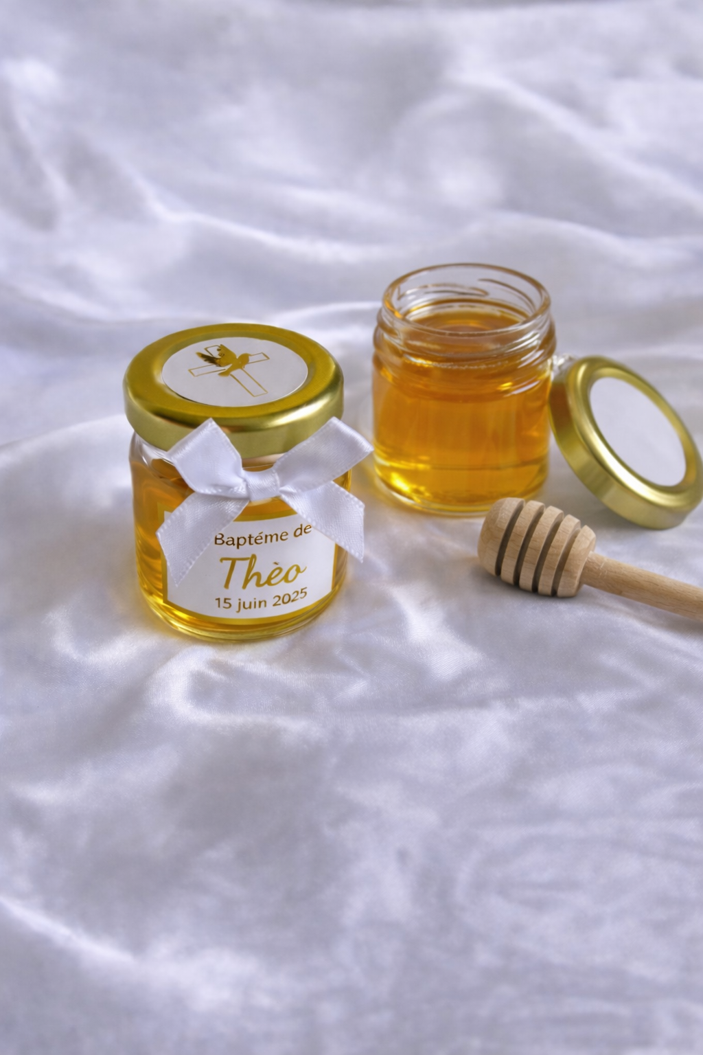 Pot de miel baptême personnalisé – cadeaux invités 42 ml