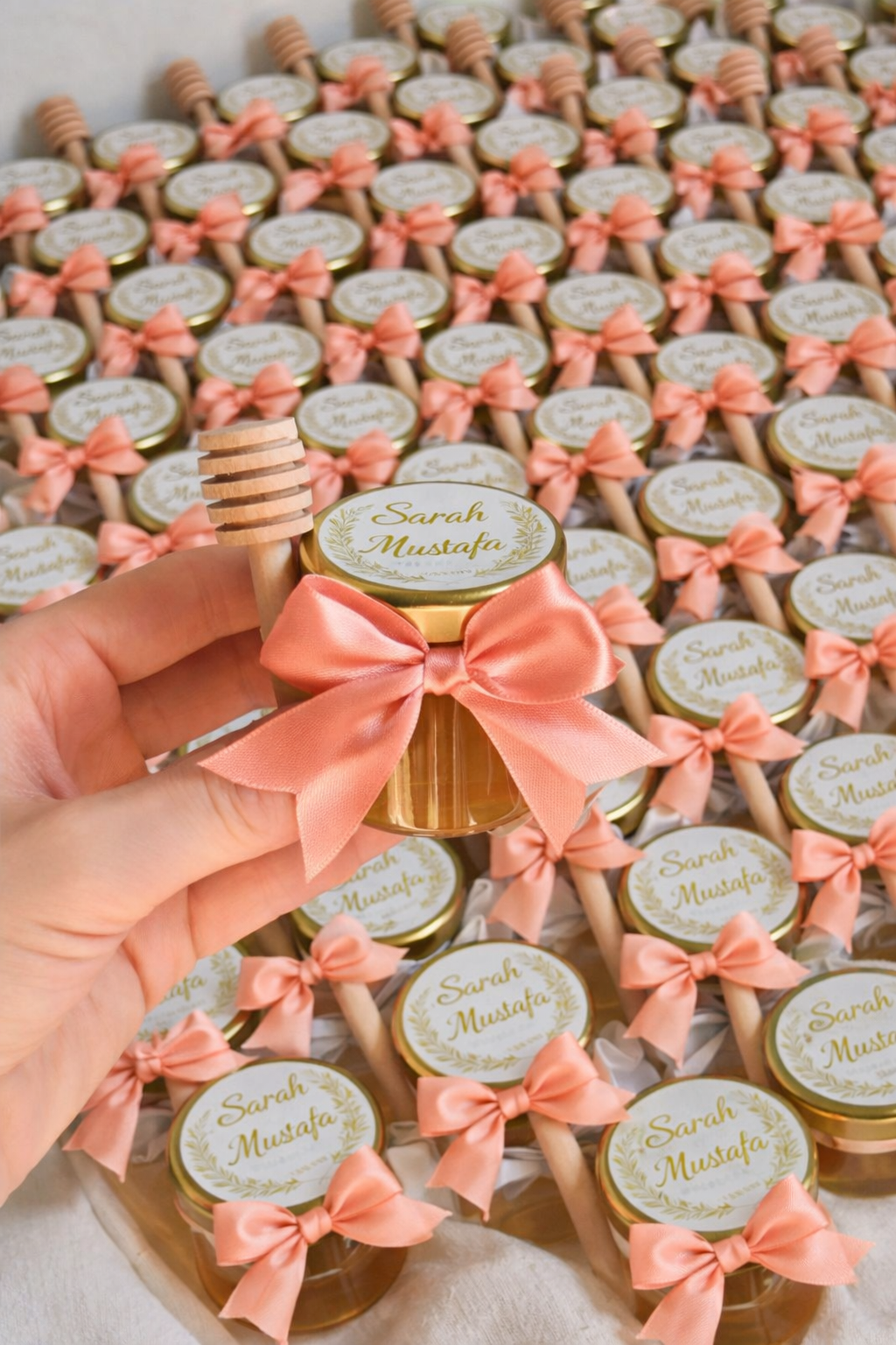 Pot de miel personnalisé –  écriture relief OR - cadeaux invités 42ml