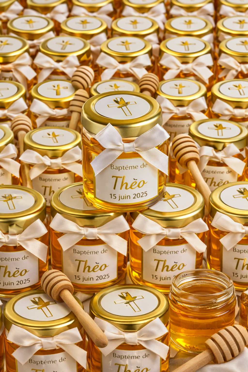 Pot de miel baptême personnalisé – cadeaux invités 42 ml
