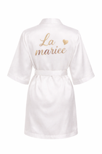 Peignoir Bride personnalisé – EVJF & Mariage – Satin élégant – Cadeau future mariée