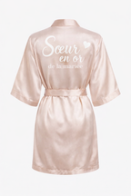 Peignoir Bride personnalisé – EVJF & Mariage – Satin élégant – Cadeau future mariée